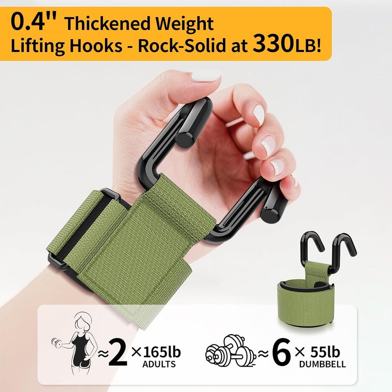 GPANDAG Weight Lifting Hooks for Men and Women(Pair), 330 LB Heavy Duty Gym Lifting Wrist Strap Hook for Deadlifts, Pull-Ups, Strength Training, 0.4inch Grip Weightlifting Hooks for Teen - Image 2